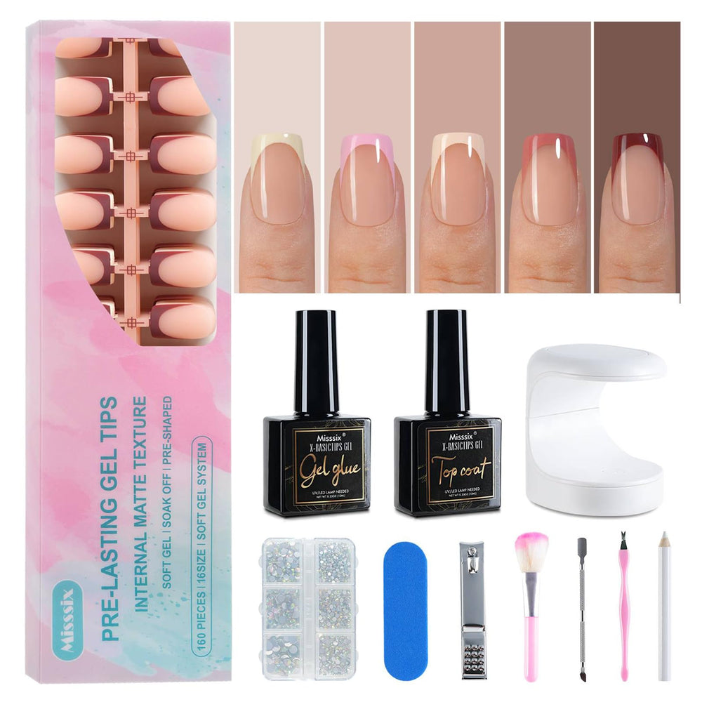 Misssix uñas French Tip con 160 piezas para manicura en casa