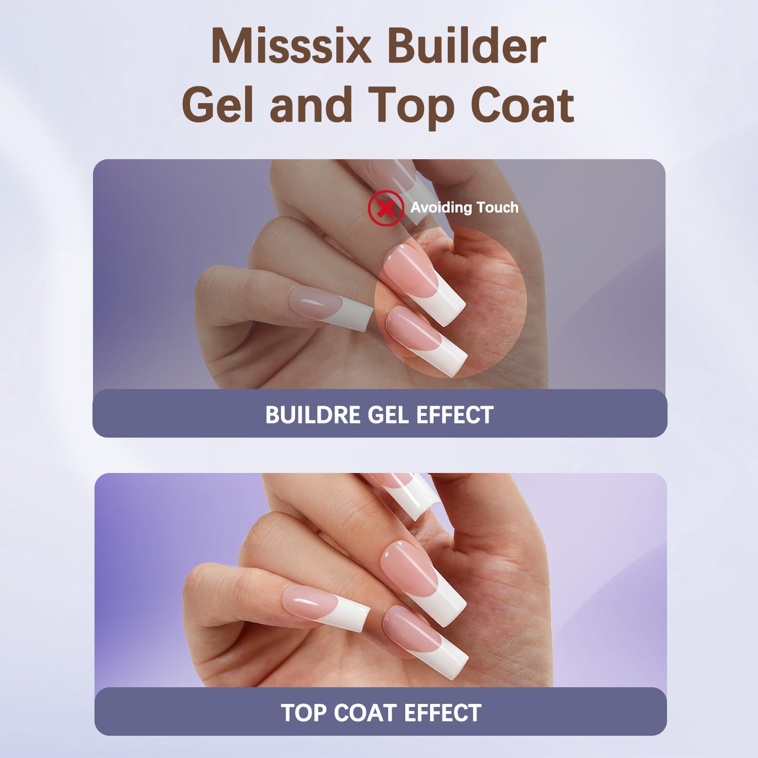 Misssix XBASICTIPS capa superior brillos duradera, fijación y protección para uñas Frances.