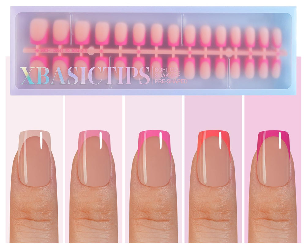 Misssix XBASICTIPS French Tip Nails with natural fit and durable gel tips for DIY nail art