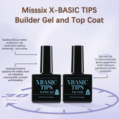 Misssix XBASICTIPS gel de construcción Frances, refuerza la manicura francesa.