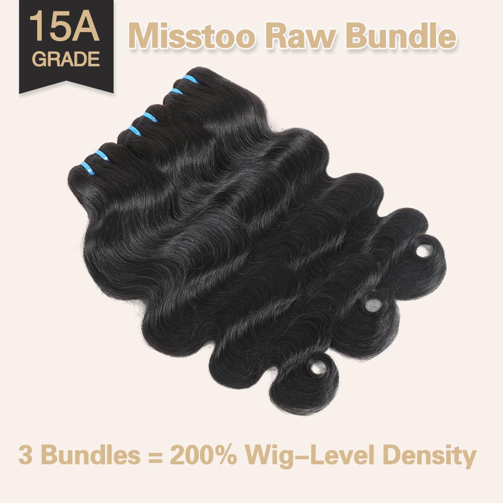 Misstoo Cambodian body wave 20inch bundle close-up emphasizes natural density.