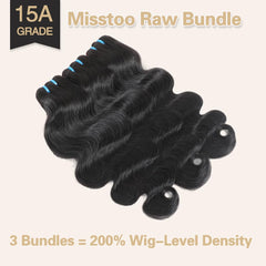 Misstoo Cambodian body wave 20inch bundle close-up emphasizes natural density.