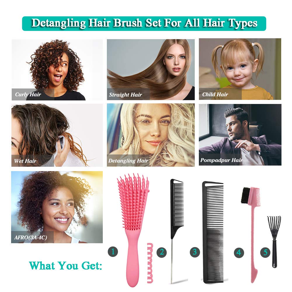 Missuhui 5-piece Detangling Brush Set for all hair types