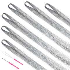 MISSUHUI silver hair tinsel in 48 inch length creates dramatic shimmer