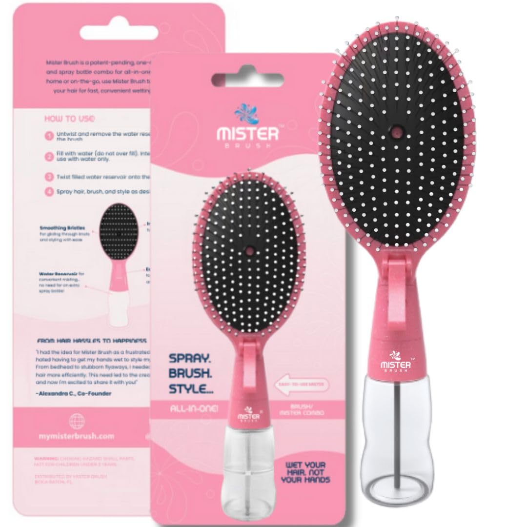 Mister Brush 2in1-hairbrush-mister for quick styling on wet or dry hair.
