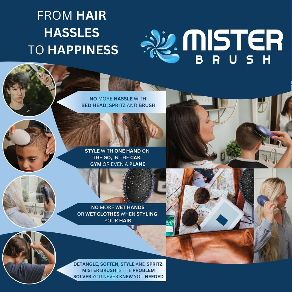 Mister Brush-no-tangle-bristles glide through knots with gentle, snag-free brushing.