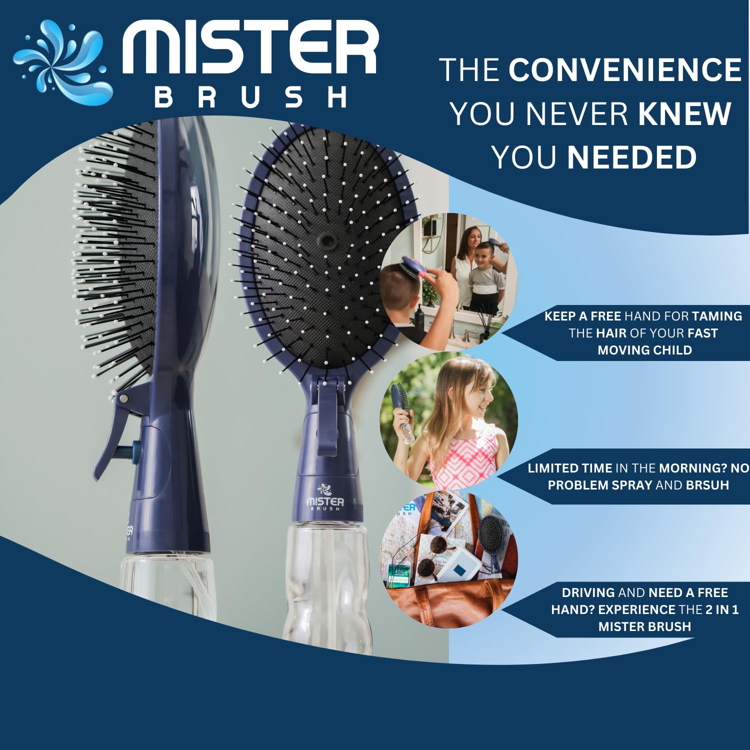 Mister Brush portable-lightweight-design fits in bags for on-the-go styling.