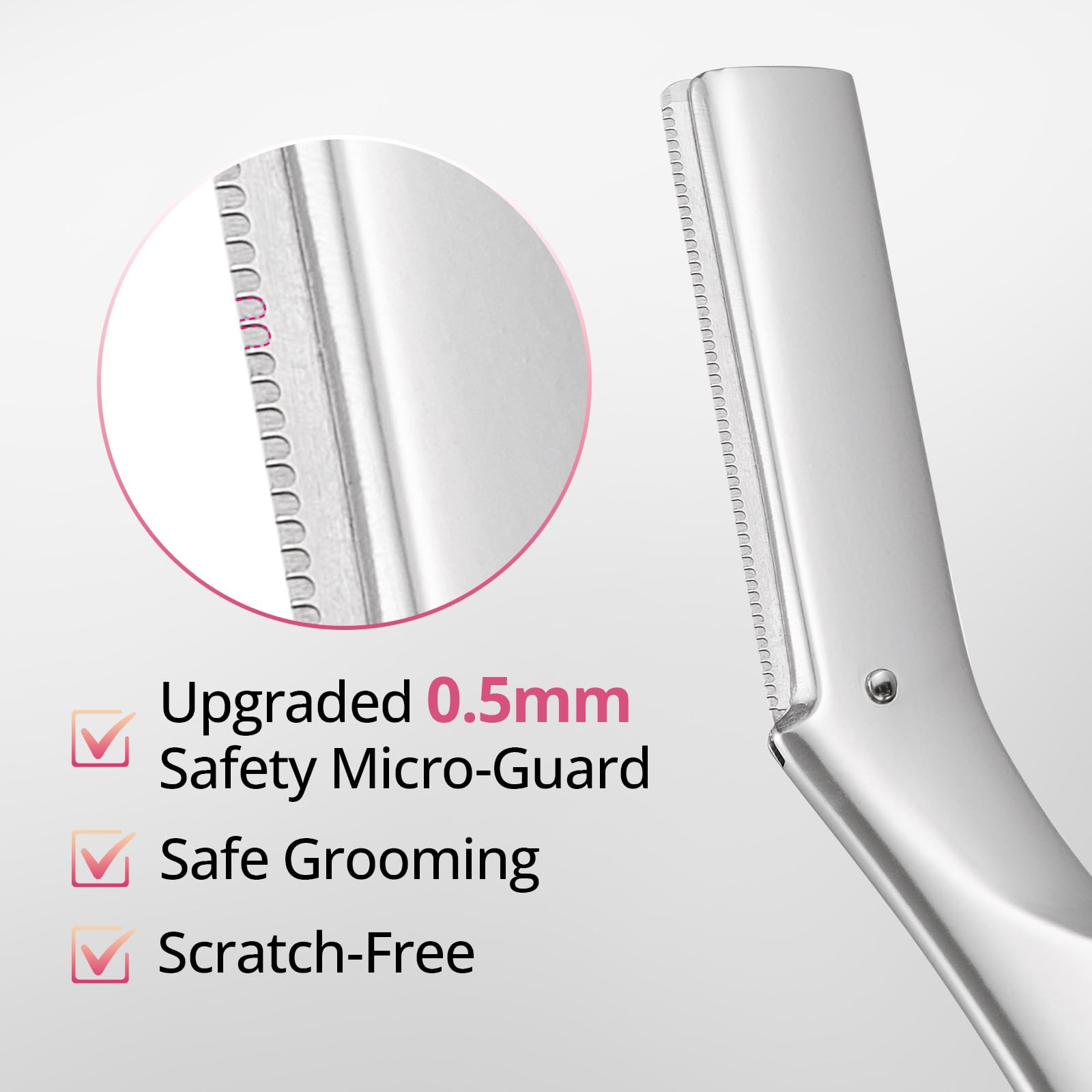 Mistfree Dermaplane Razor in use on the face for peach fuzz removal and smoother skin.
