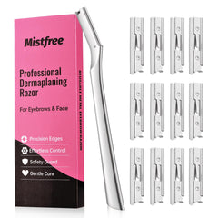 Mistfree Dermaplane Razor handle close-up showing durable zinc alloy for precise shaving.