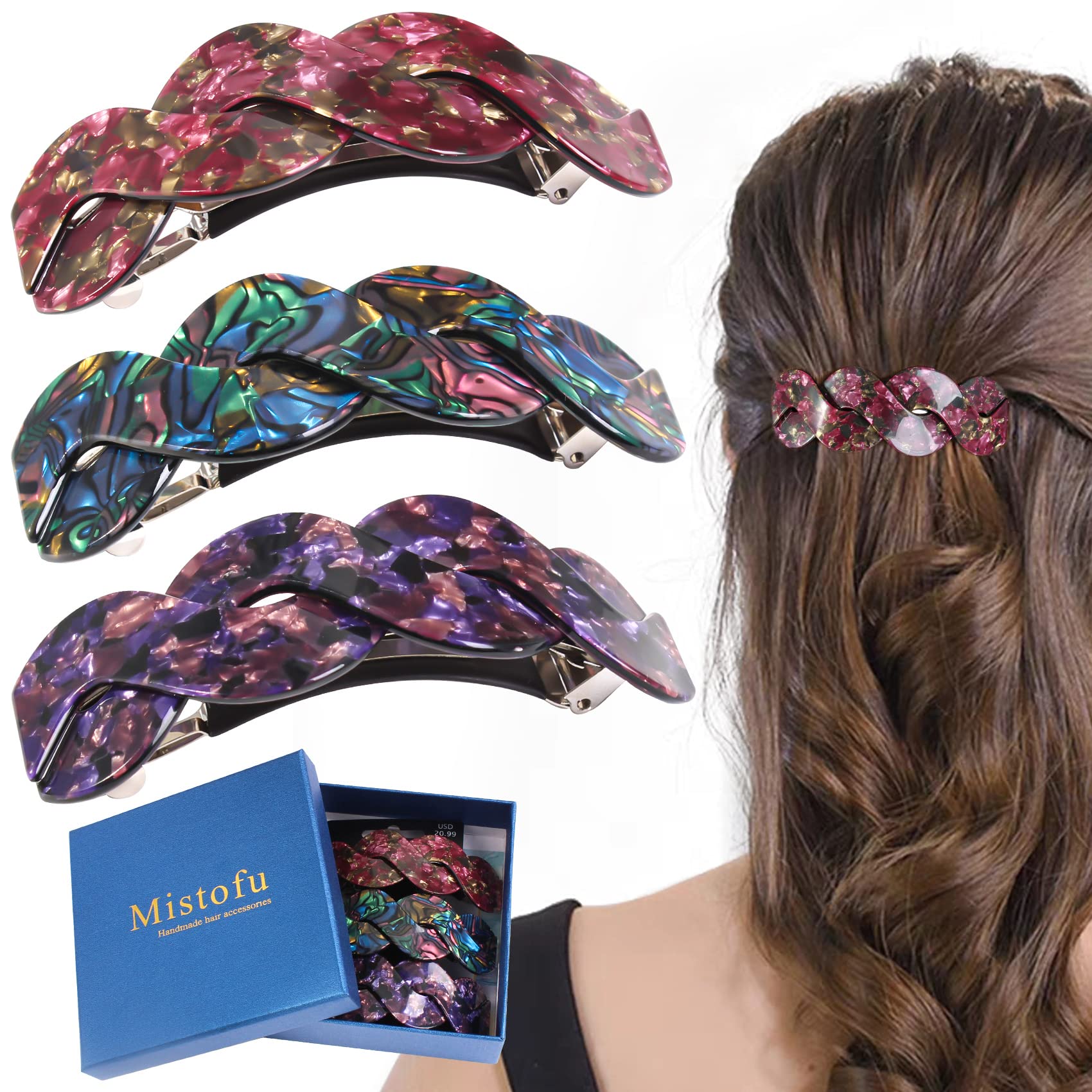 Horquillas Mistofu con patrón tortuga grande para cabello grueso