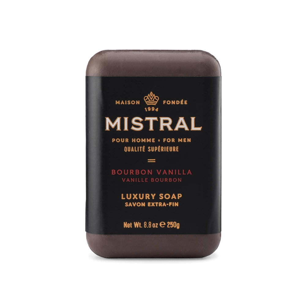 Mistral Bourbon Vanilla: barra de lujo para ritual diario de cuidado.