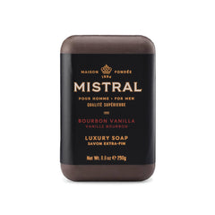 Mistral Bourbon Vanilla: barra de lujo para ritual diario de cuidado.