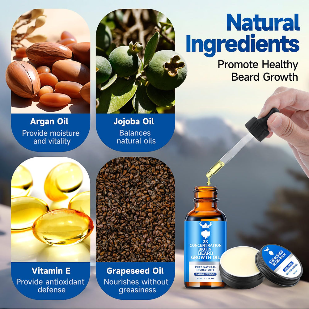 MistySprite argan oil close-up emphasizes shine and nourishment for facial hair.