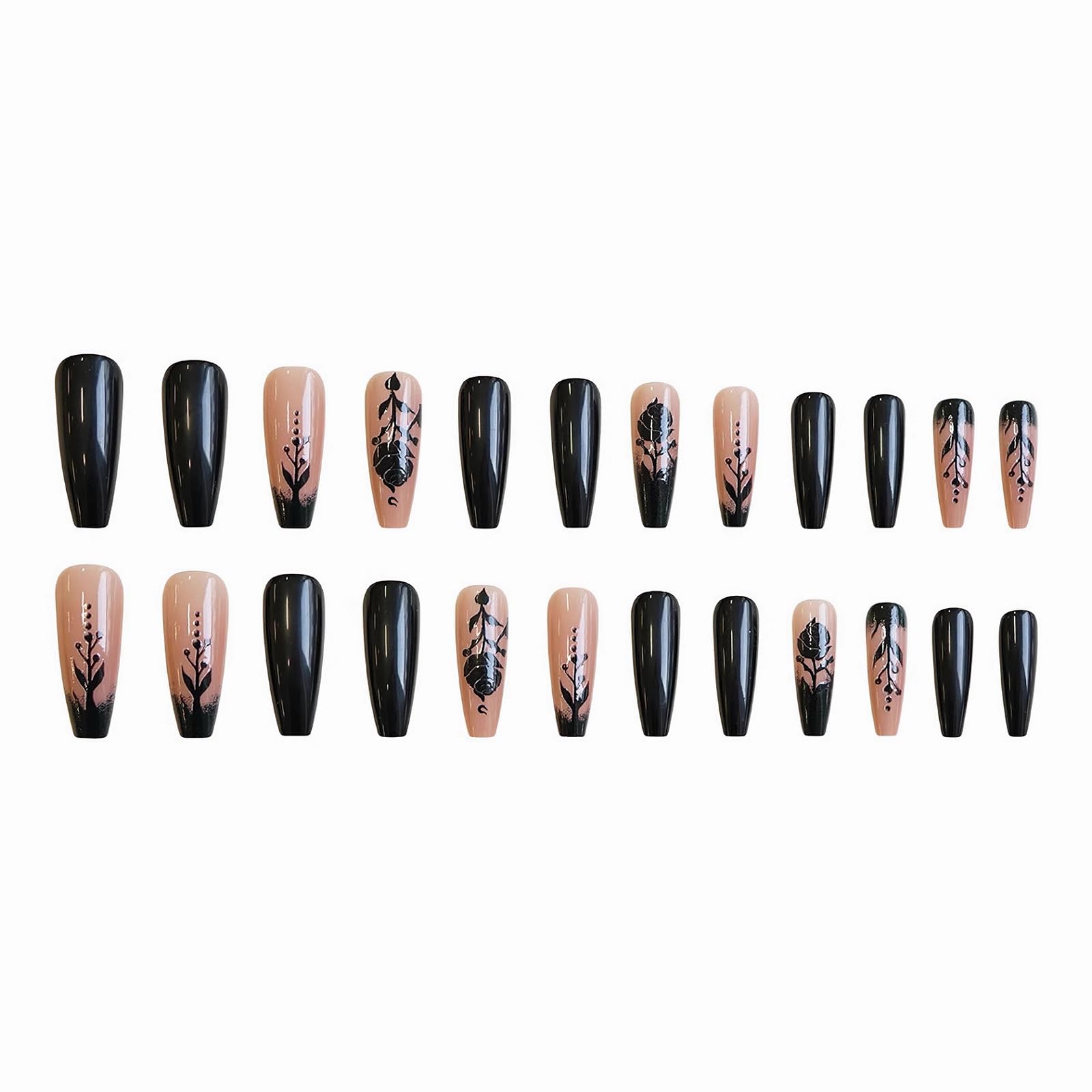MISUD 24-piece press-on nail set with 12 sizes for a perfect fit.
