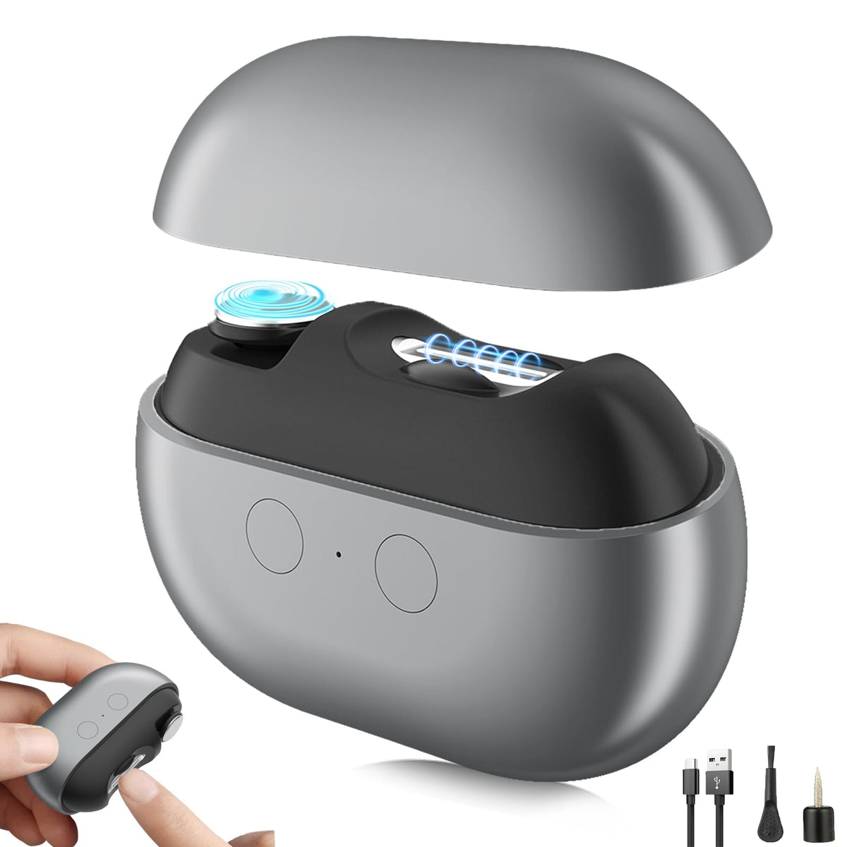 MISWOWO painless automatic nail clipper gray for safe, smooth trimming at home