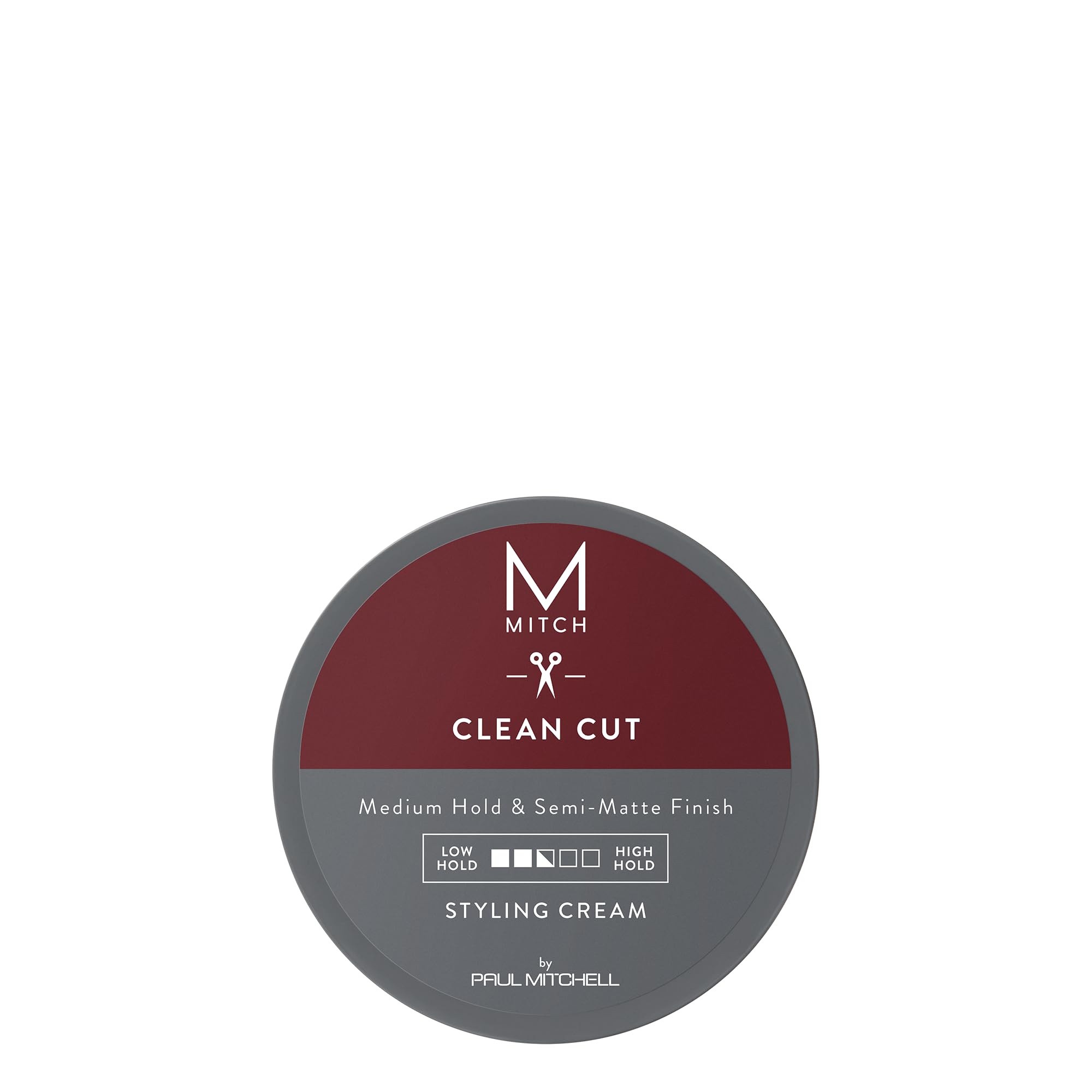 Mitch Clean Cut styling cream jar ready for pliable hold and shaping.