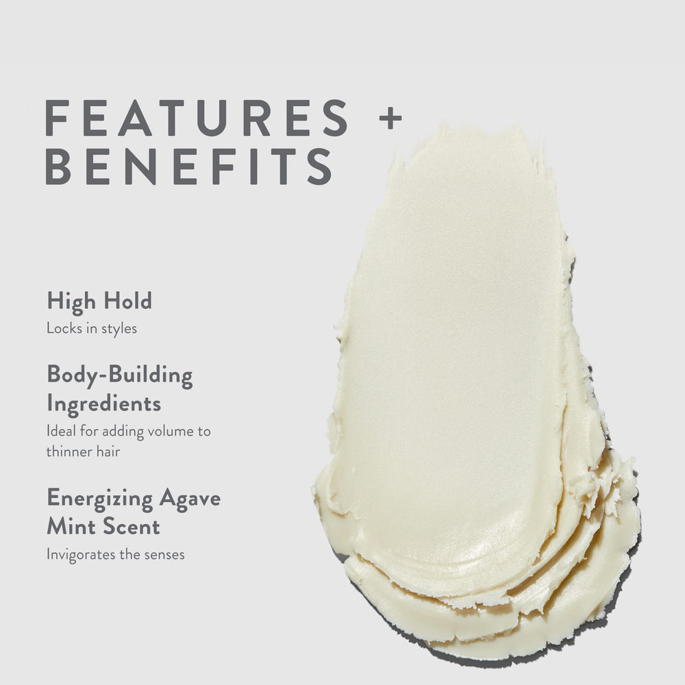 MITCH Dry Paste Texture Clay in hand delivers volume and textured definition.