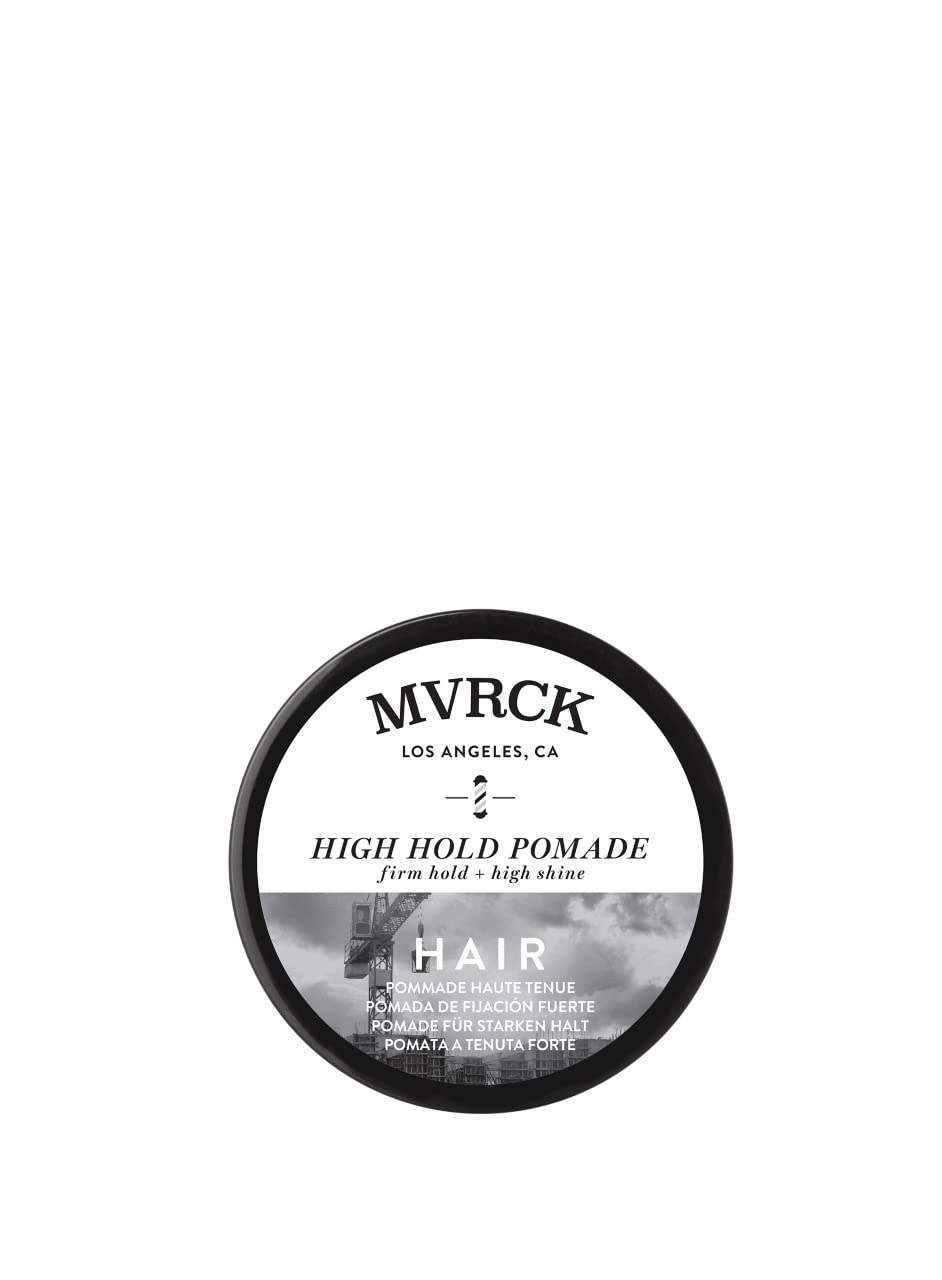 MITCH High Hold Pomade jar front view shows strong hold and high shine.
