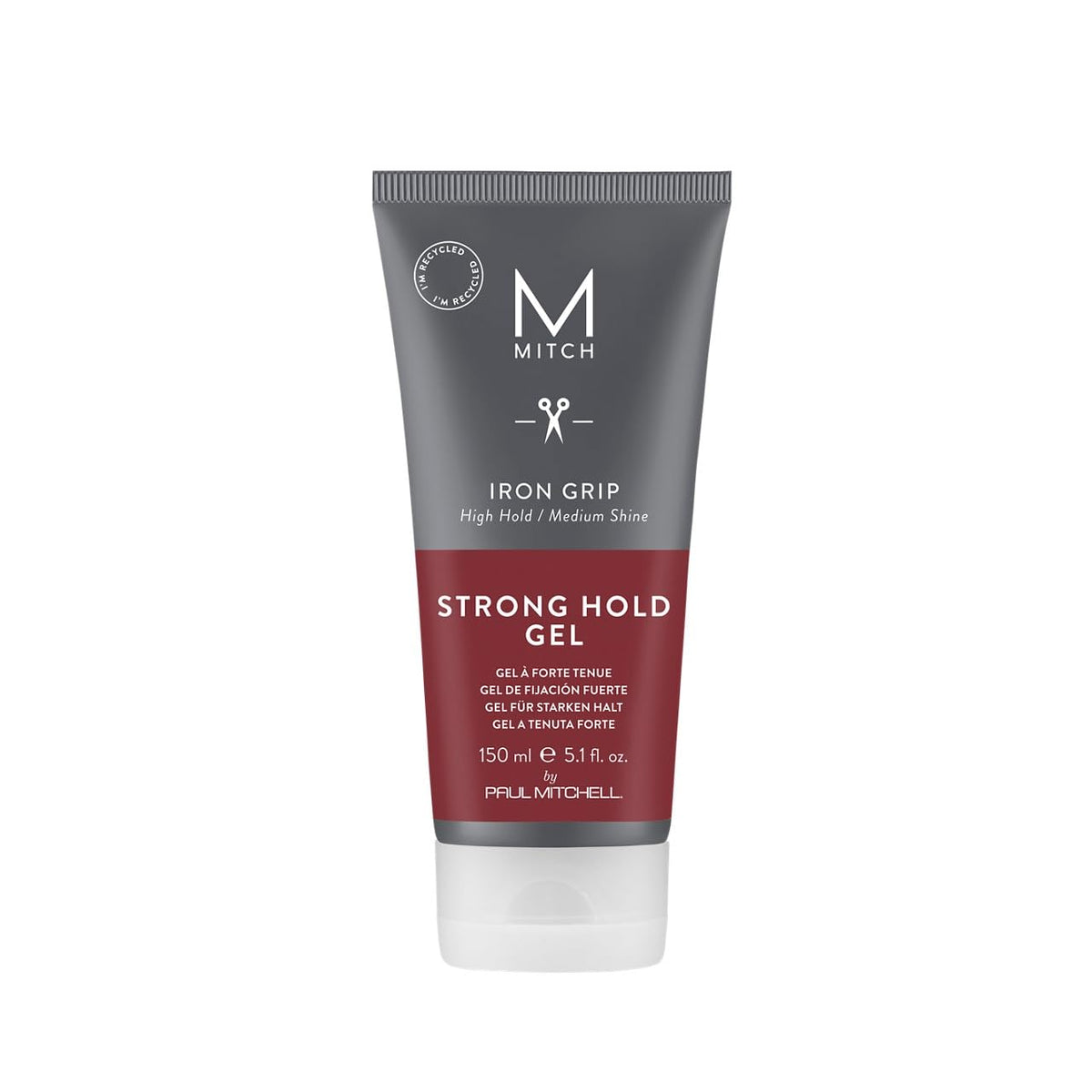 MITCH Iron Grip gel envase PCR, opción sostenible para uso diario.