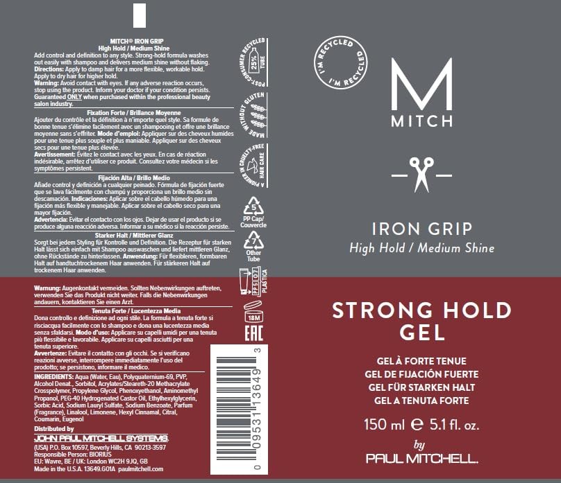 MITCH Iron Grip gel apto para todo tipo de cabello y textura.