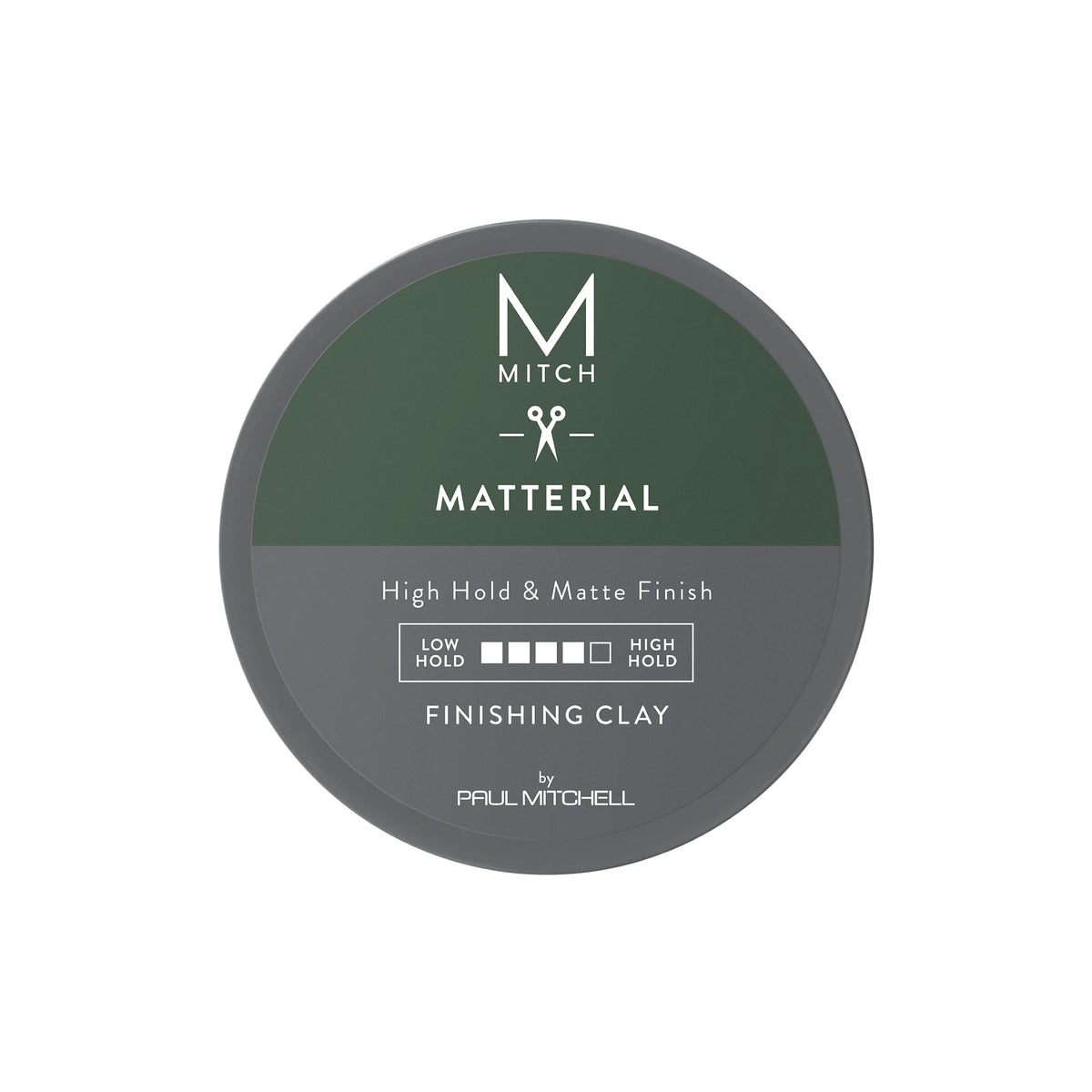MITCH Matterial Finishing Clay jar highlights natural clay for a shine-free matte finish.