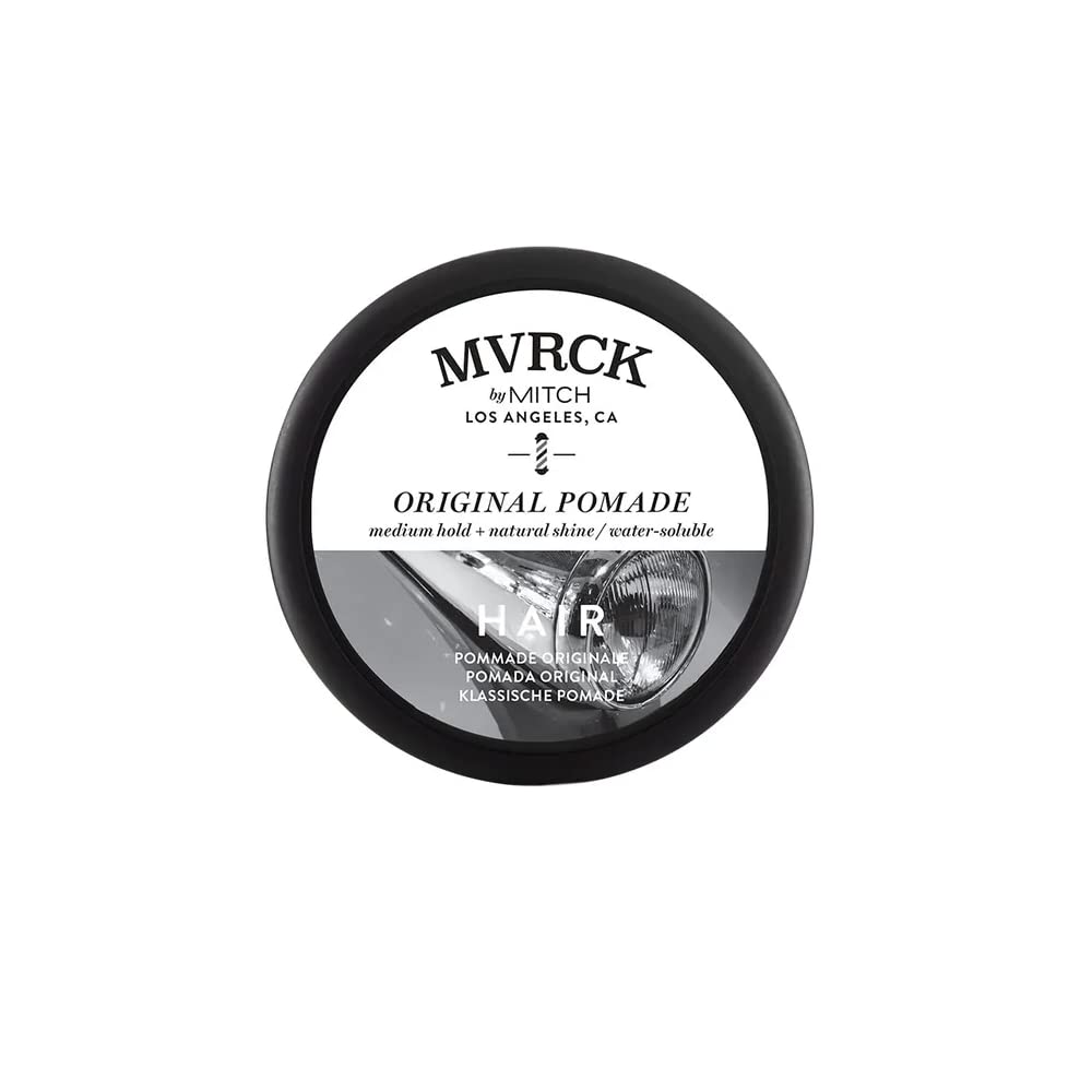 MITCH Original Pomade bottle highlights medium hold and easy washout