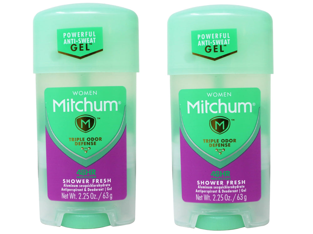 Mitchum Advanced Women Gel Shower Fresh label detail showing product features at a glance.