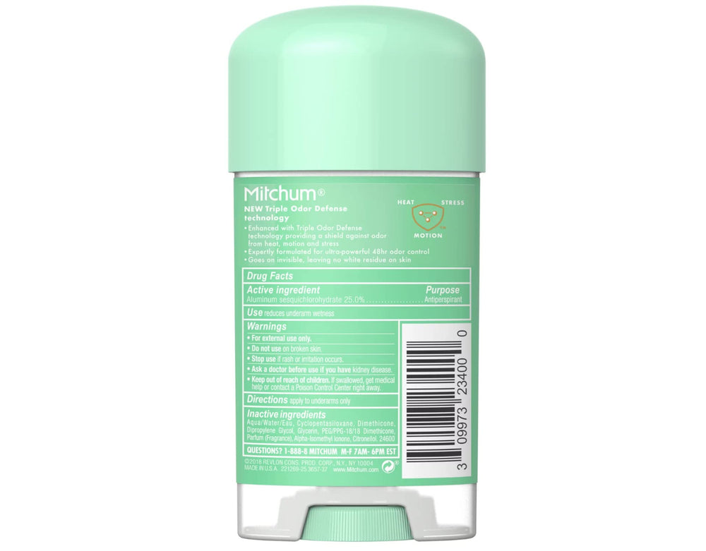 Mitchum Advanced Women Gel Shower Fresh texture close-up showing smooth, quick-dry formula for daily wear.