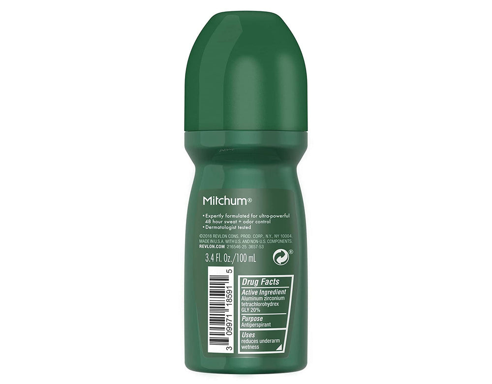 Desodorante Mitchum dermatológicamente probado para piel sensible.
