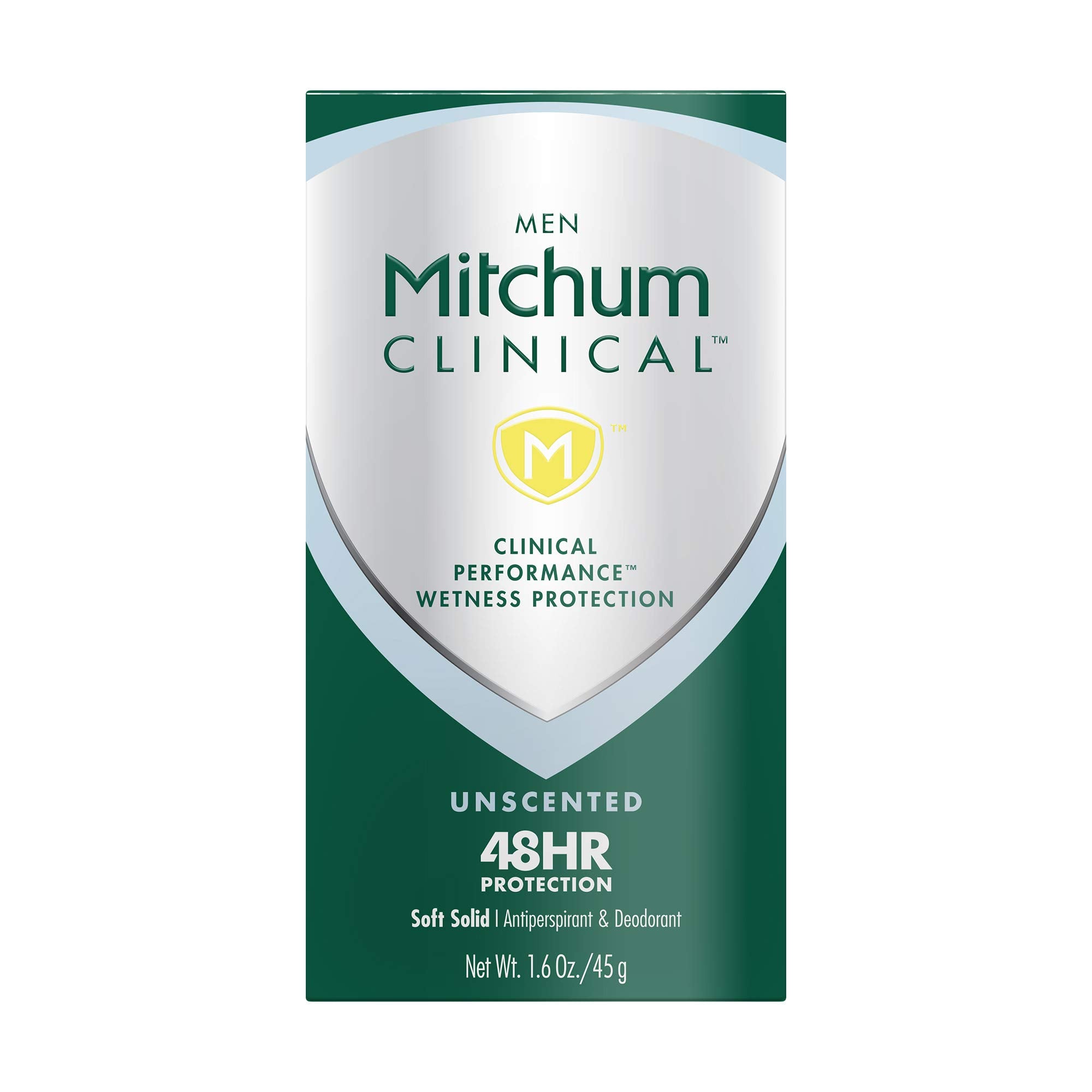 Desodorante Mitchum clínico sólido suave sin aroma, protección de 48 horas para el día a día.
