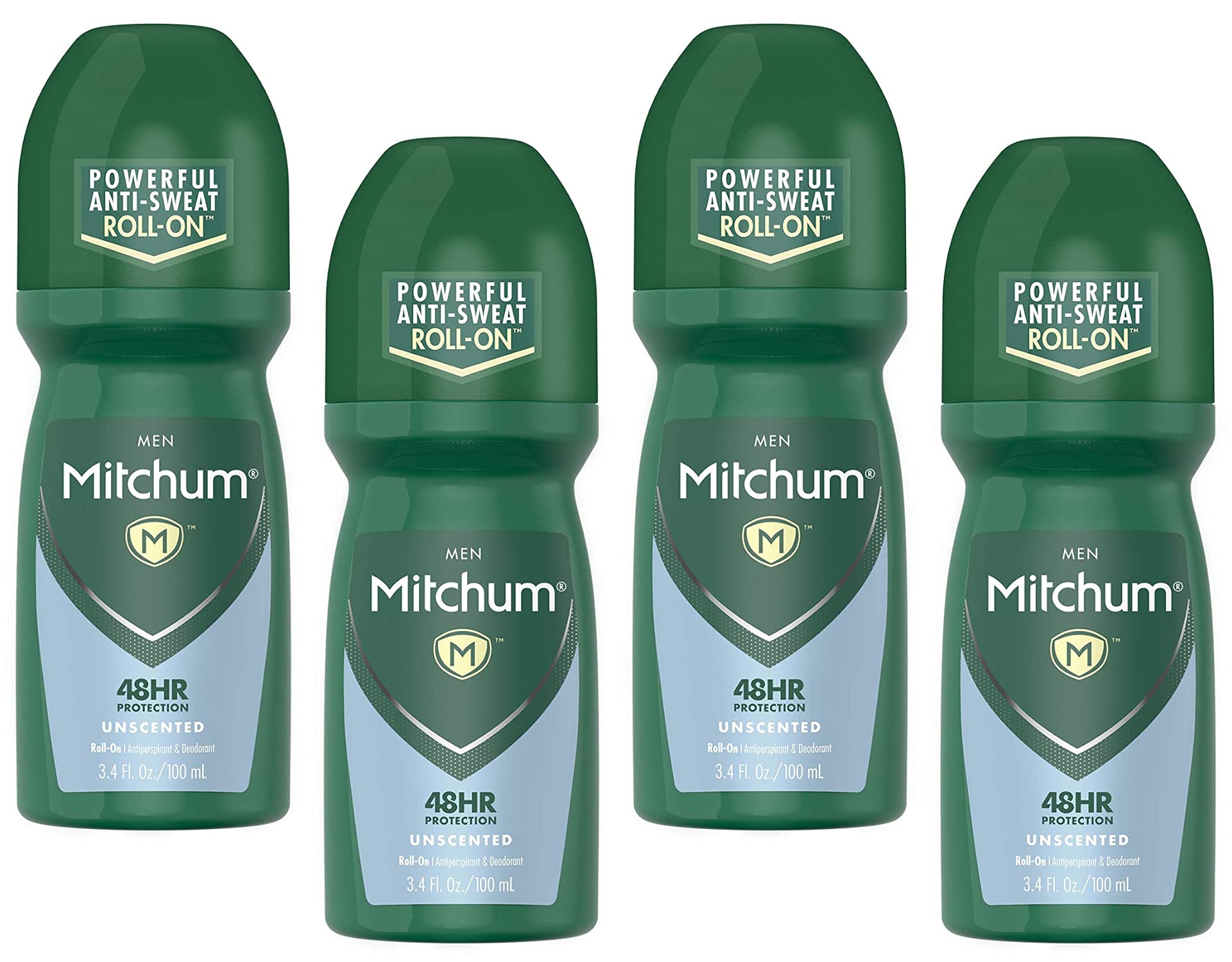 Mitchum Desodorante Invisible con rodillo sin perfume y pack de 4, uso diario discreto.
