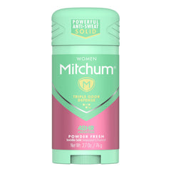 Desodorante Mitchum para mujer en stick polvo fresco, protección duradera para todo el día.