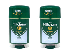 Desodorante Mitchum gel sin perfume, botella visible, protección de humedad todo el día.