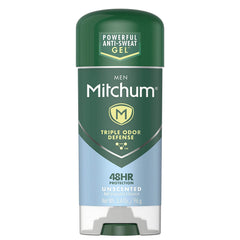 Mitchum Hombre gel desodorante sin fragancia para aplicación rápida y diaria.