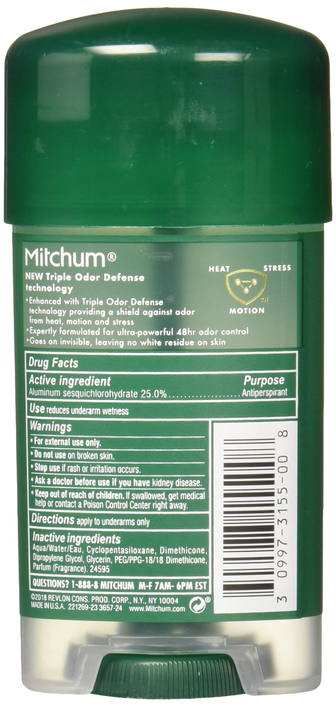 Mitchum Power Gel antitranspirante sin fragancia, aplicación invisible y rápida