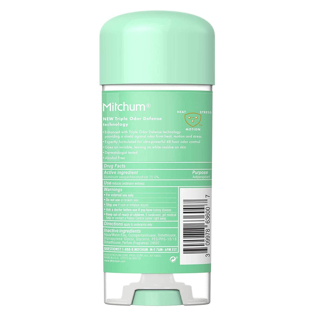 Mitchum Power Gel Women underarm application showing quick-drying formula and no residue.