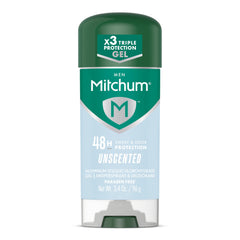 Mitchum Triple Odor Protection bottle with invisible gel finish for all-day freshness.