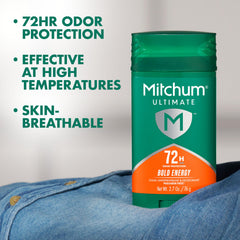 Mitchum Ultimate 72H, aplicación en barra invisible para mantenerte seco.