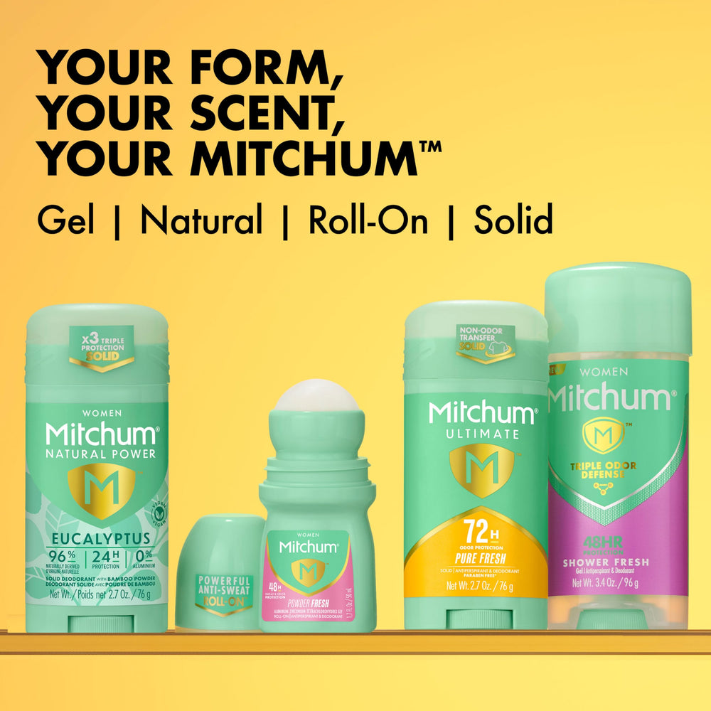 Mitchum Ultimate 72H: aroma suave con notas de pera para sensación de limpieza.