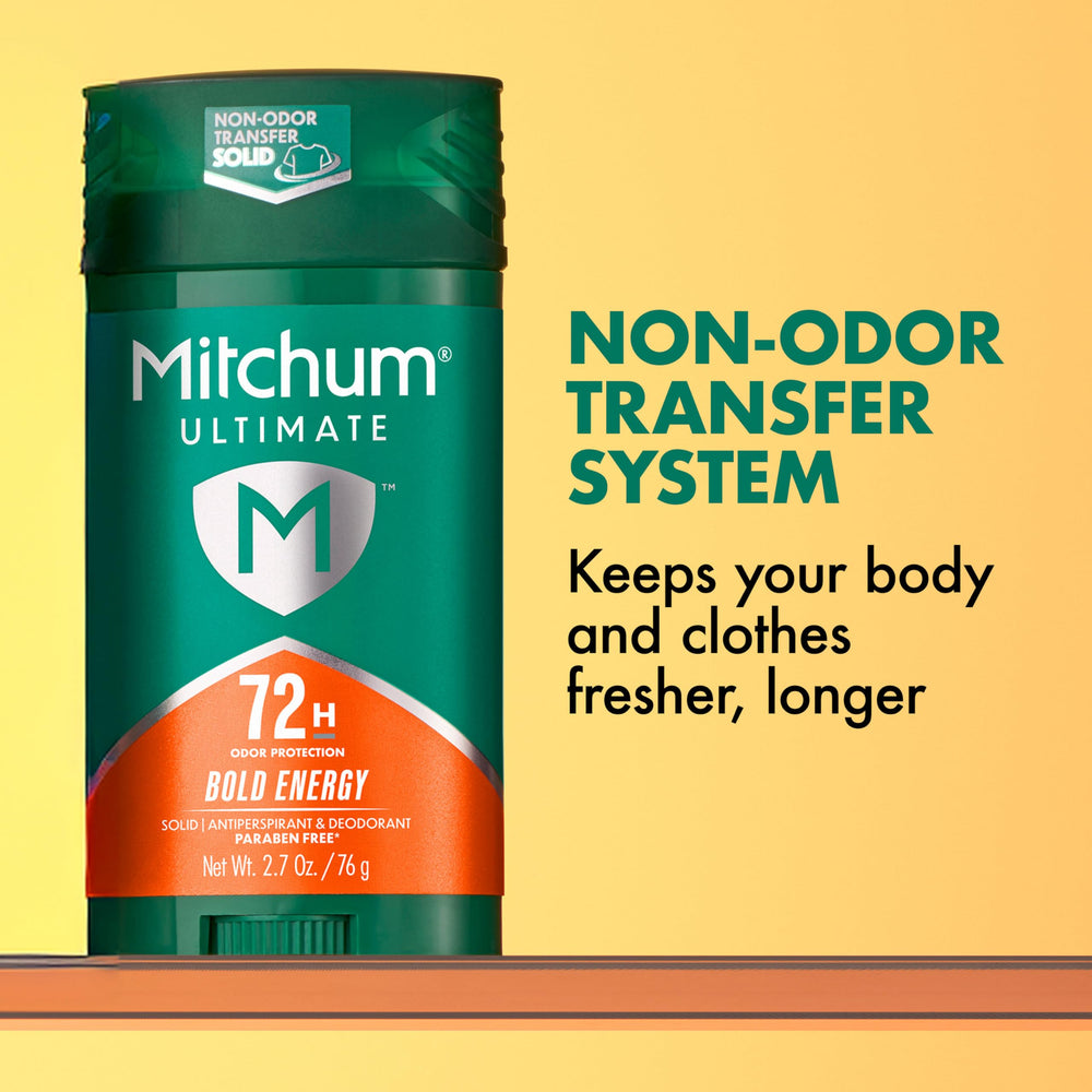 Mitchum Ultimate, barra sin transferencia de olor para piel y ropa.