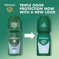 Mitchum Unscented Roll-On alcohol-free option gentle on sensitive skin.