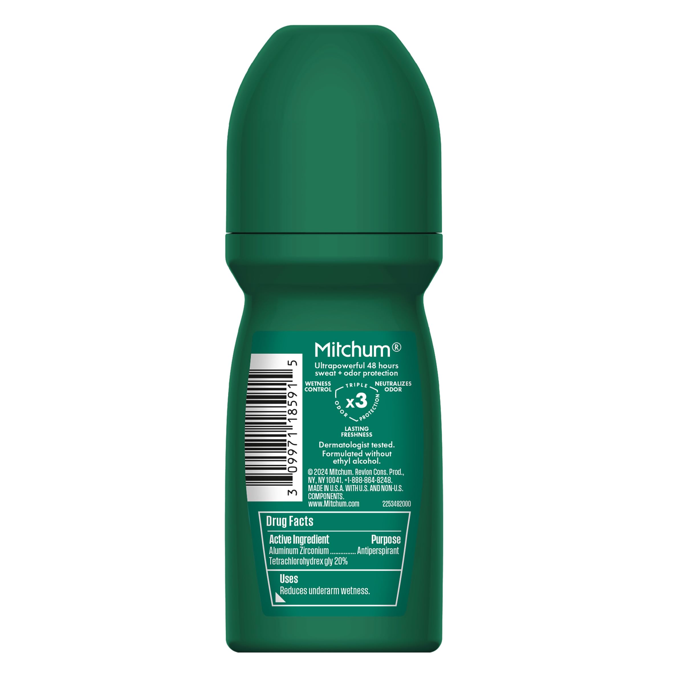 Mitchum Unscented Roll-On dermatologist-tested protection you can trust daily.