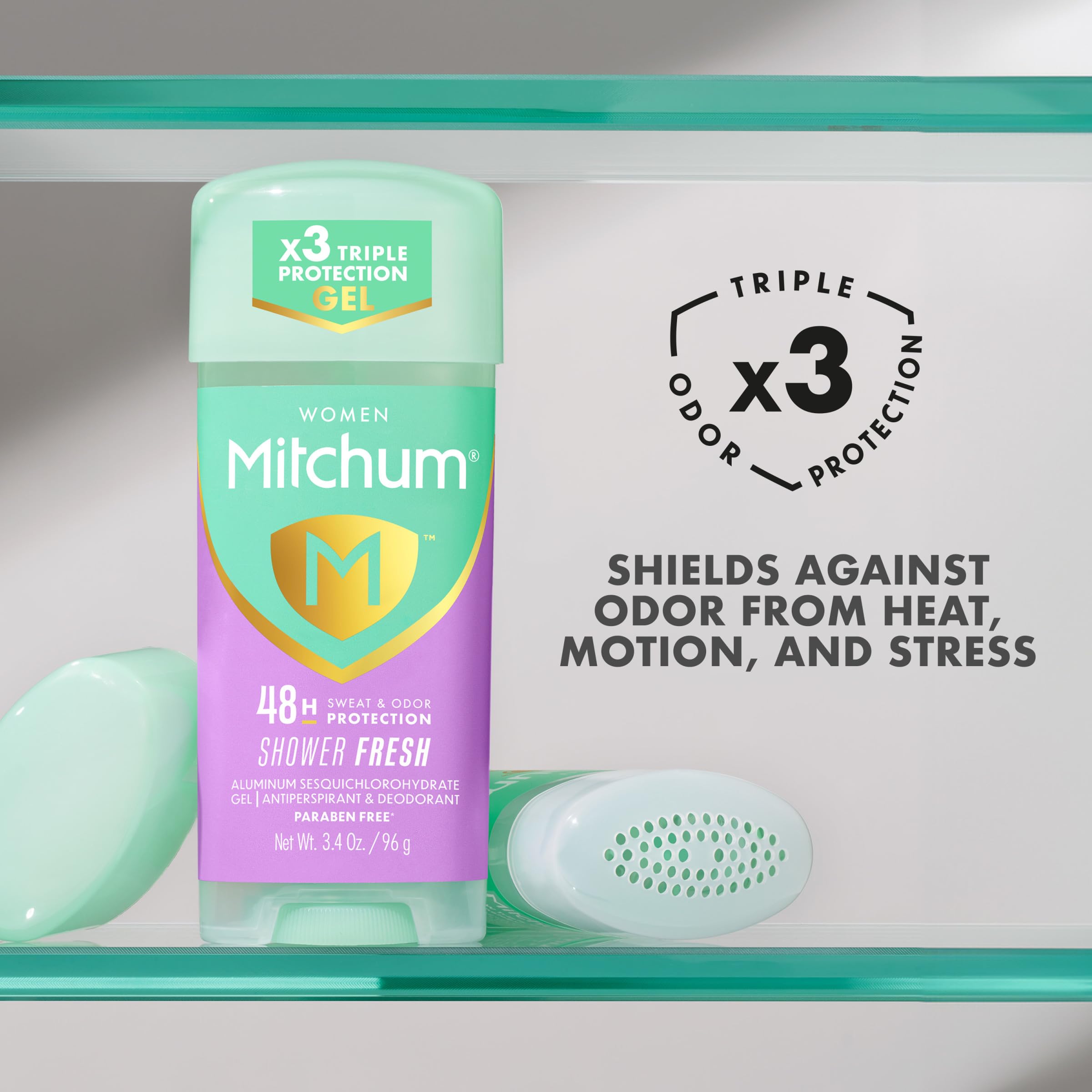 Mitchum gel stick in athletic use, keeps you dry during workouts