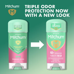 Mitchum Women’s Gel Antiperspirant dries quickly on skin with near-invisible protection.