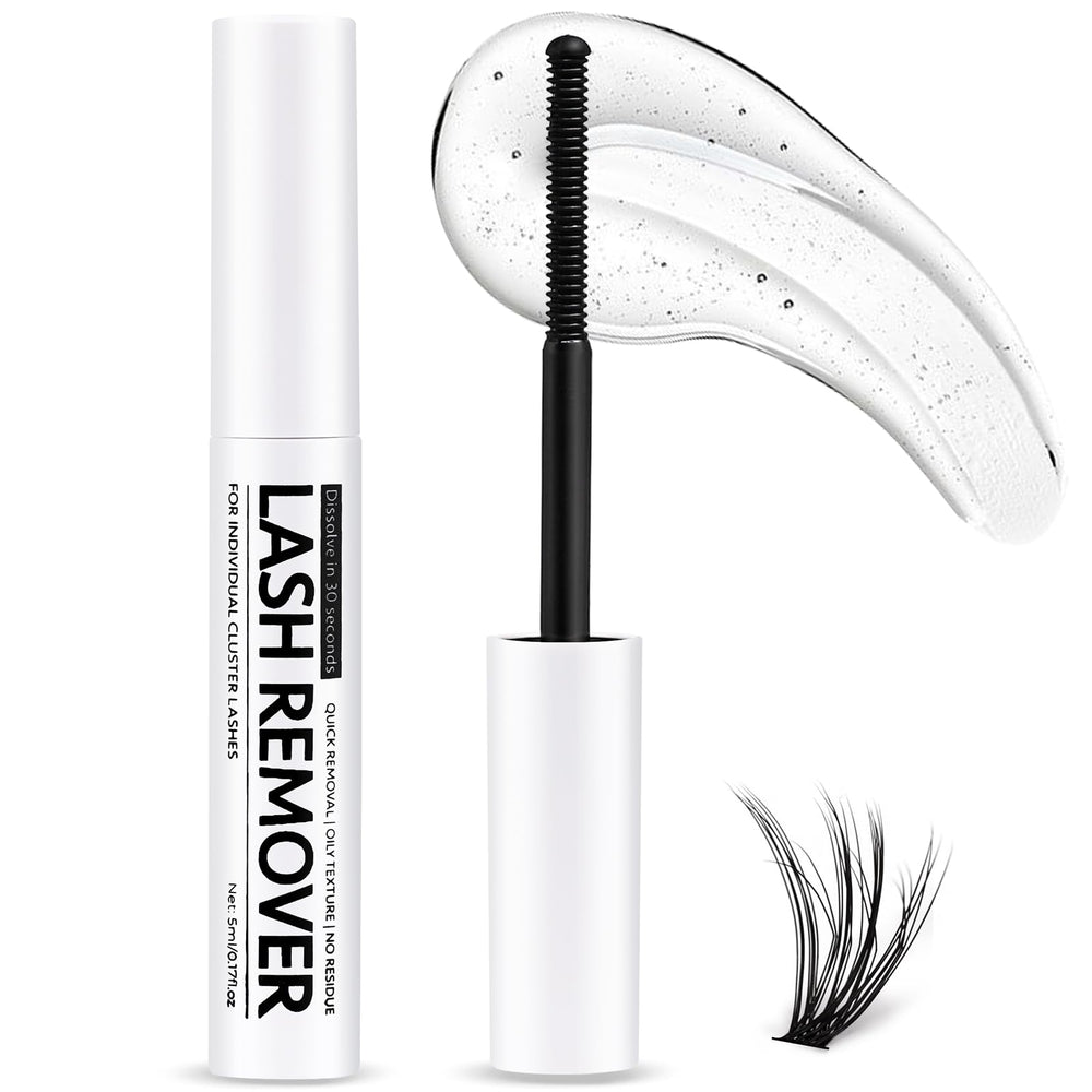Miuffue Eyelash Glue Remover bottle with spiral brush for precise, fast lash removal