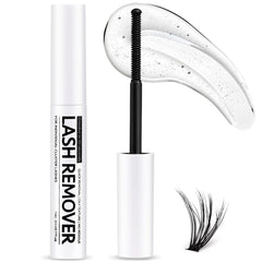 Miuffue Eyelash Glue Remover bottle with spiral brush for precise, fast lash removal