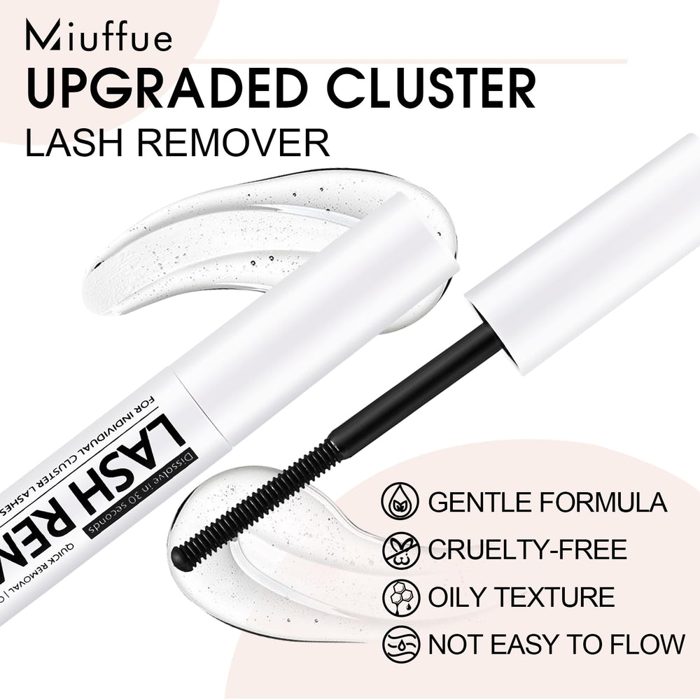 Close-up of Miuffue 5ml bottle and spiral brush