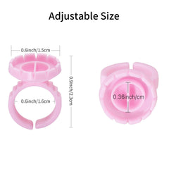 Miuffue glue ring with a v-shaped base enables fast lash fan creation.