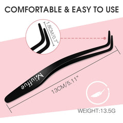 Miuffue dovetail-end lash applicator for a sleek finish.