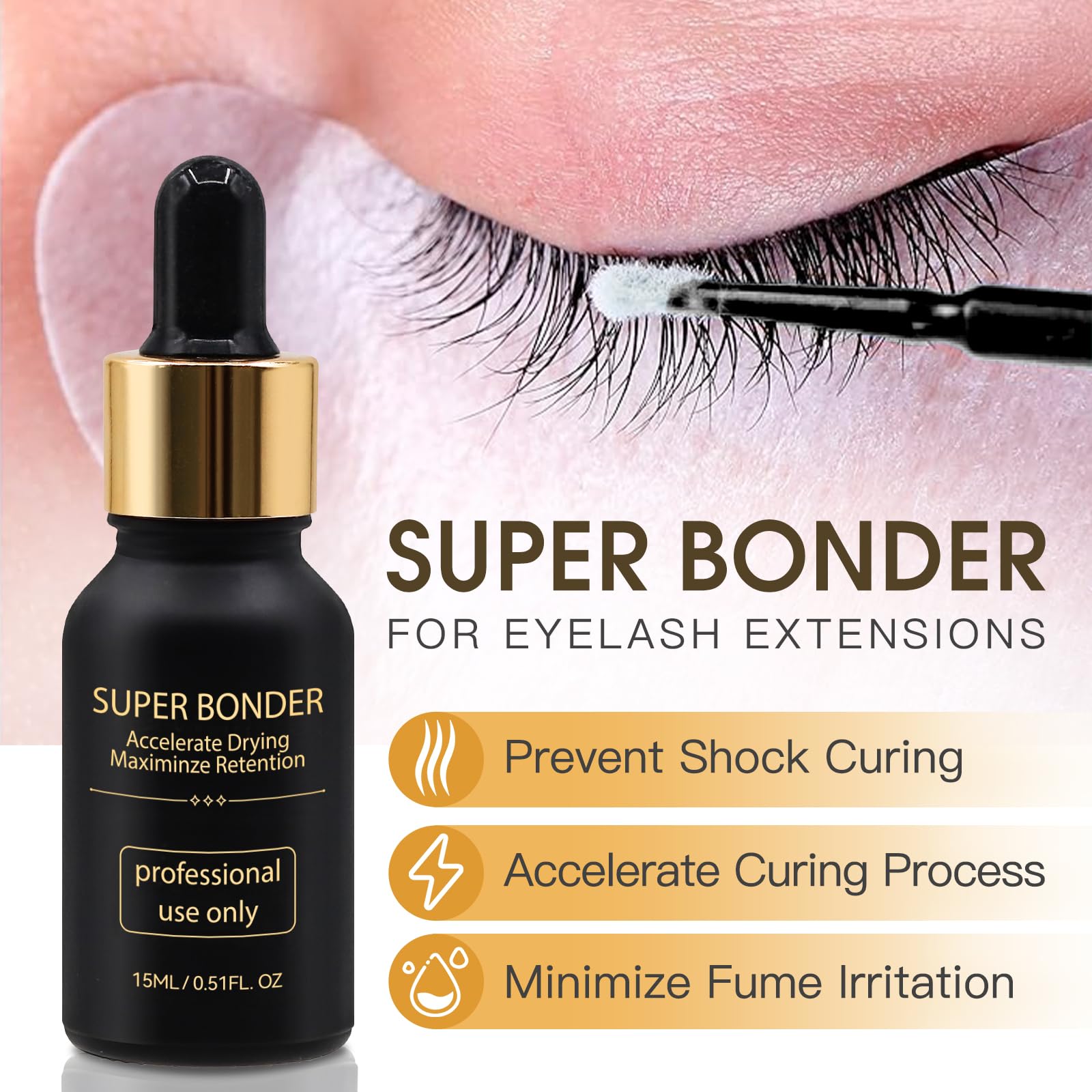 Miuffue lash bonder precision dropper enables controlled dosing for consistent results.